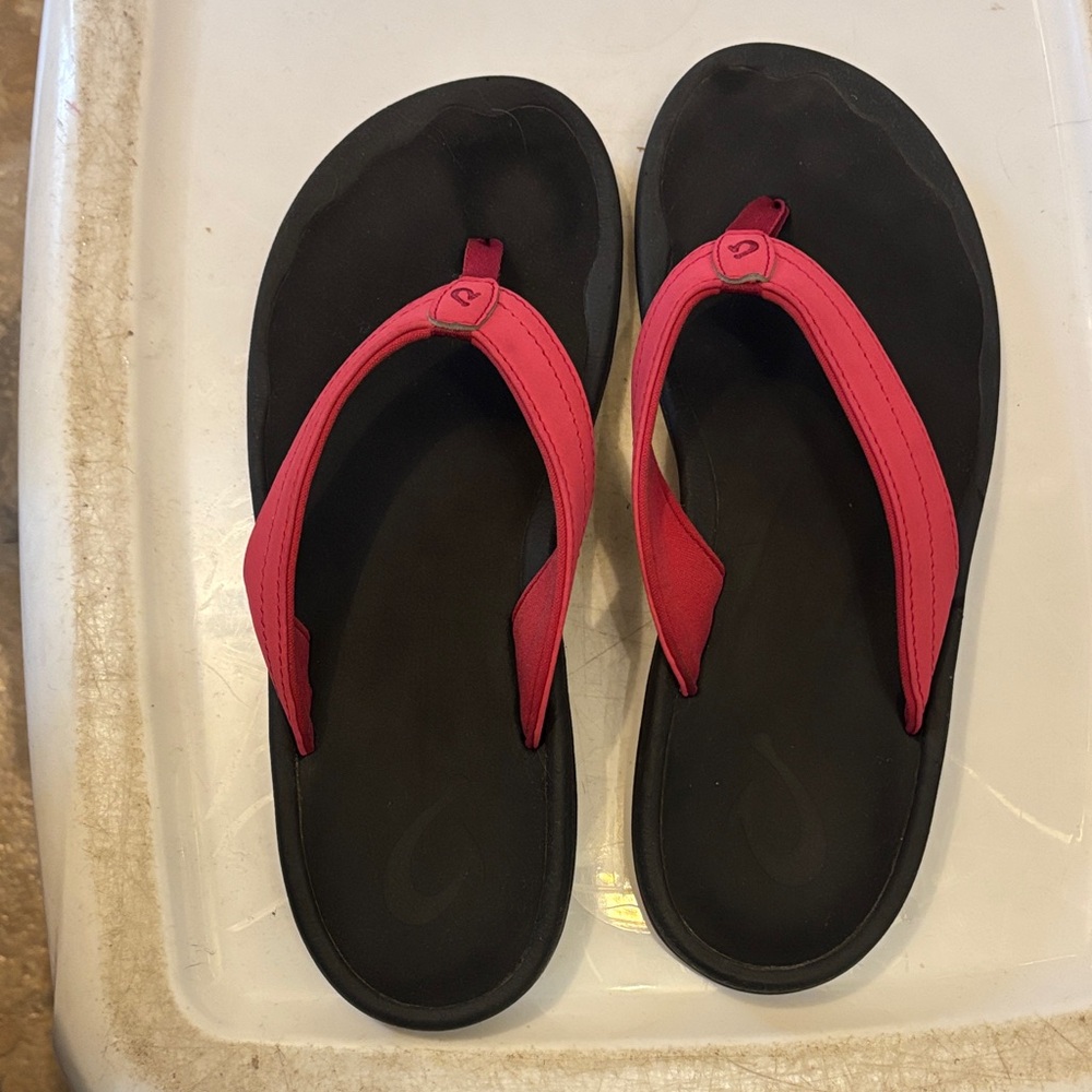 Olukai  Flip Flops with Pink Straps